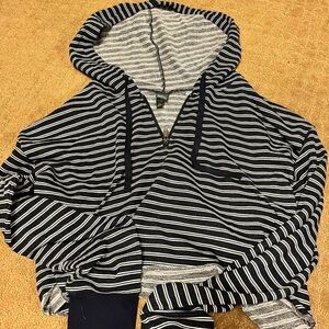 Wild Fable Navy and White Striped Zip-Up
